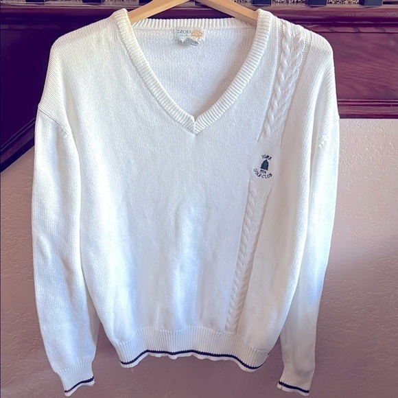 Izod Other - YORK GOLF CLUB By IZOD Men’s XL White V-Neck Sweater 100% Cotton Knit Sweater